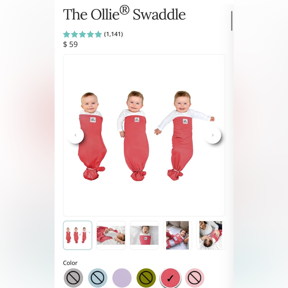 Ollie Swaddle w/ wash bag